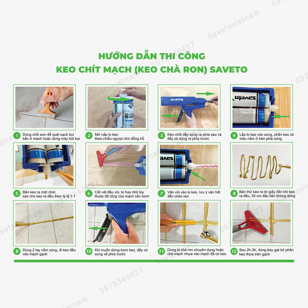 hướng dẫn sử dụng keo chà ron